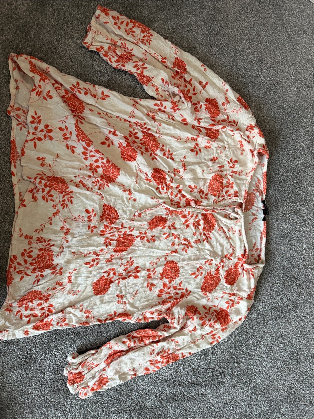 Papermoon Cream Blouse with Orange Floral Print